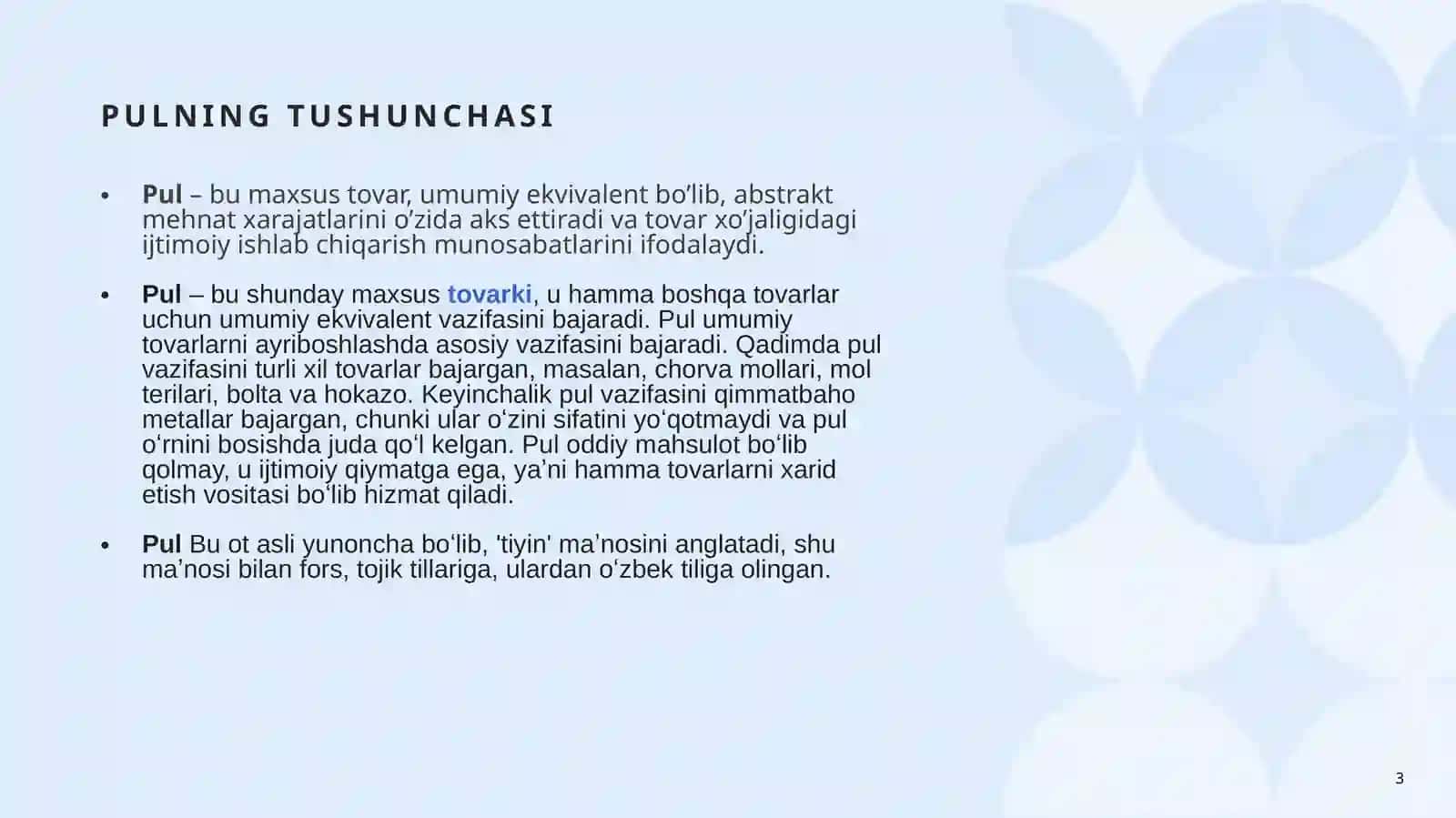 Pulningkelibchiqishi,mohiyativavazifalari 3