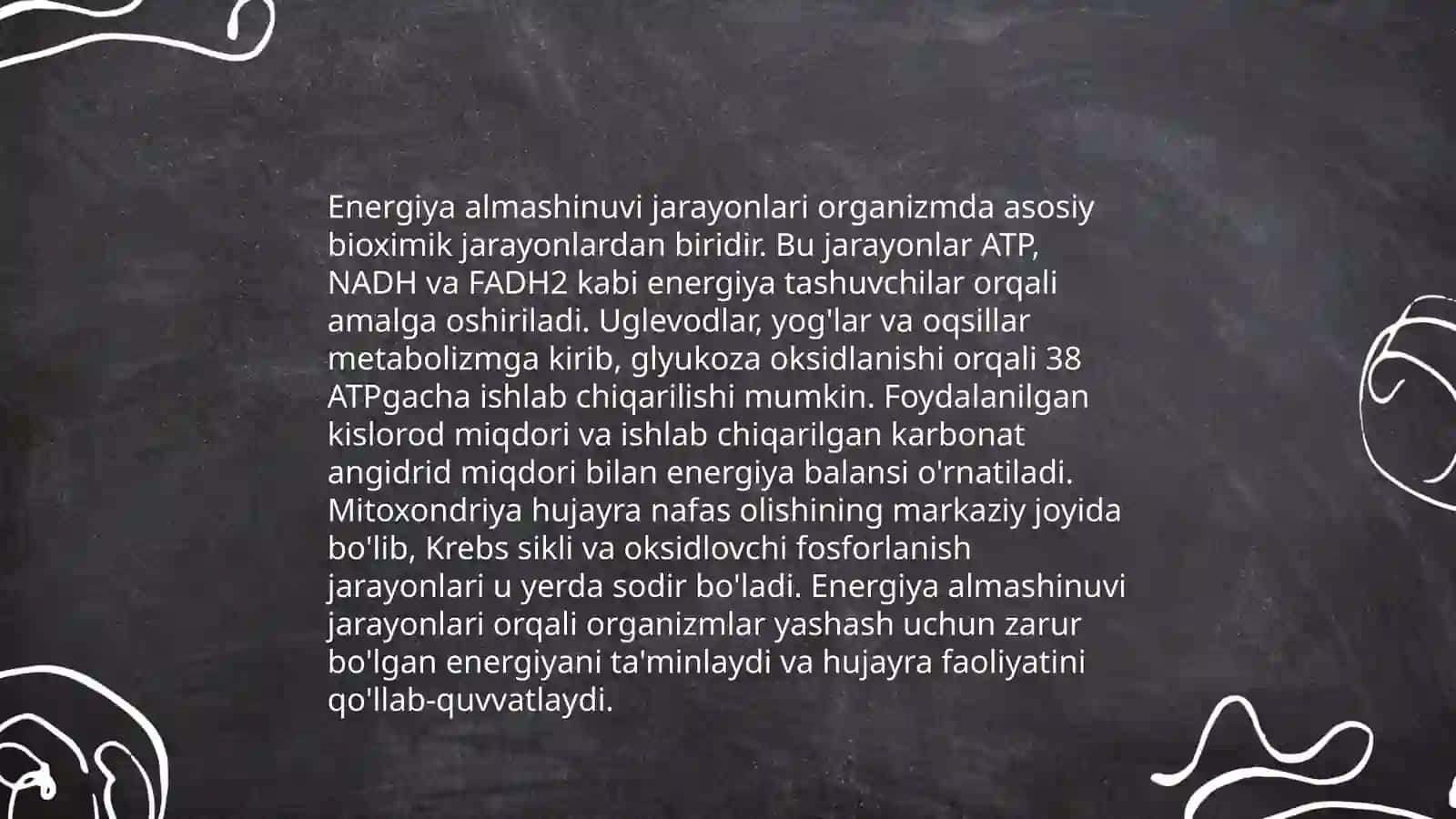 Energiya almashuvining boshqarilishi 3