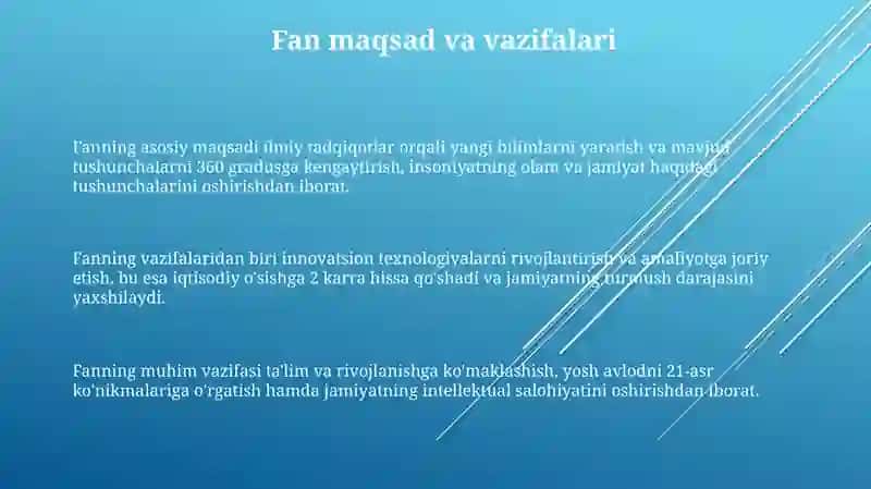 Fanning maqsadi hamda vazifalari 3