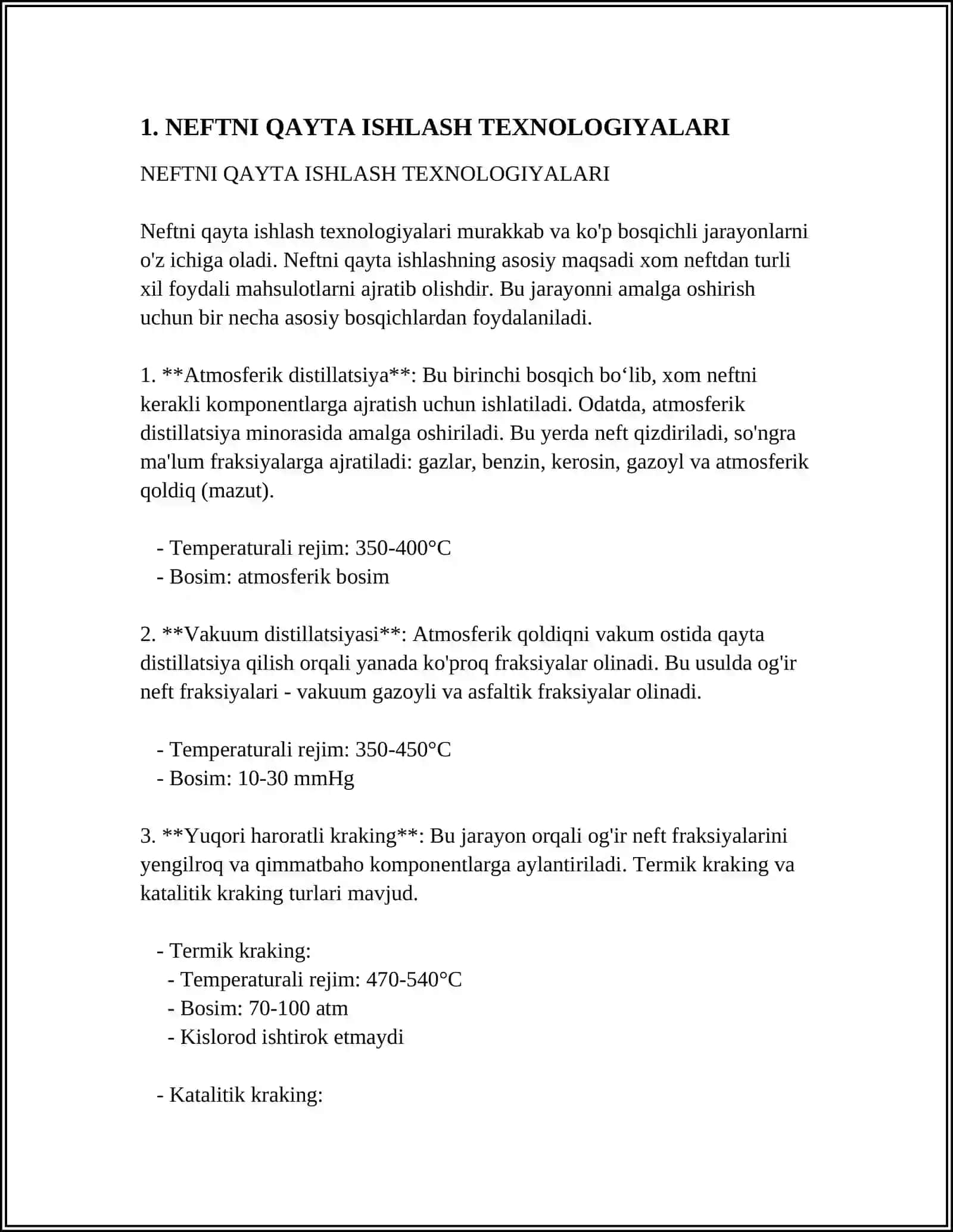 NEFTNI QAYTA ISHLASH TEXNOLOGIYALARI 3