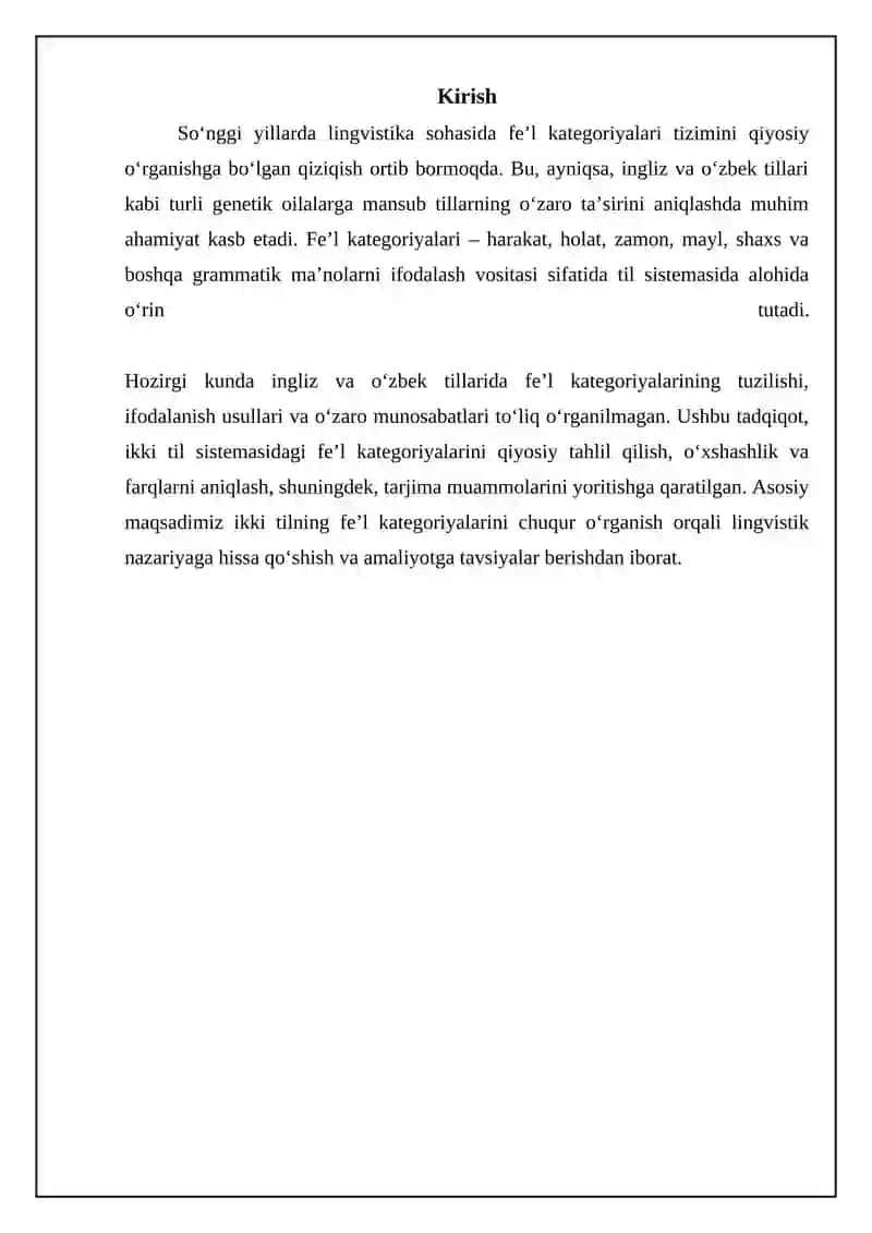 Ingliz va o'zbek tilida fe'l kategoriyasining tizimi 3