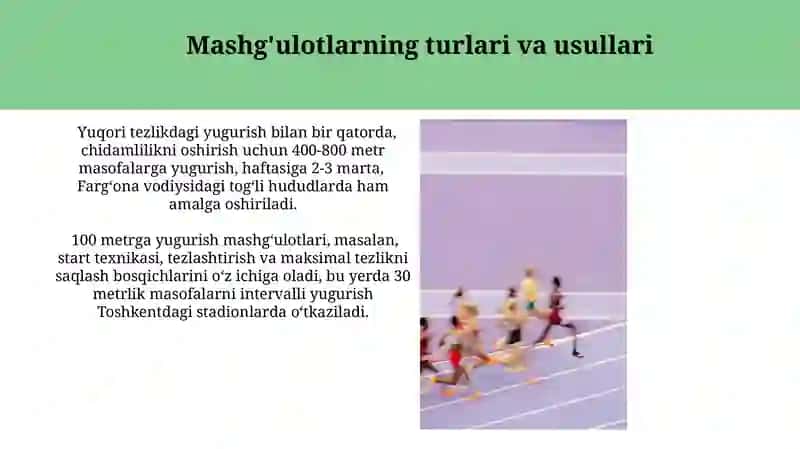 Yengil atletikada qisqa masofaga yugurish texnikasini òrganish 3