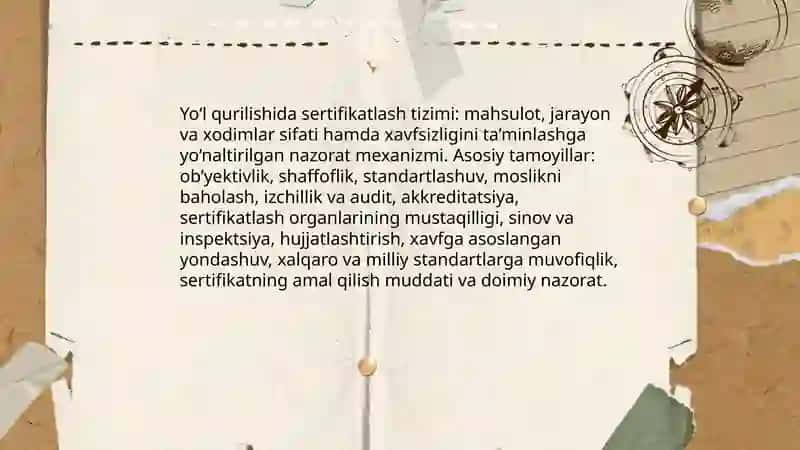 Yo‘l qurilishida sertifikatlash tizimlari 3