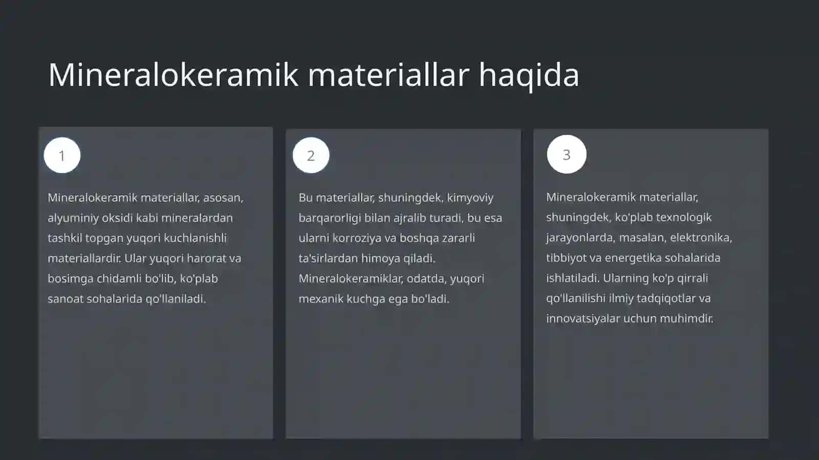 Mineralokeramik materiallar: alyuminiy oksidi asoslari 3