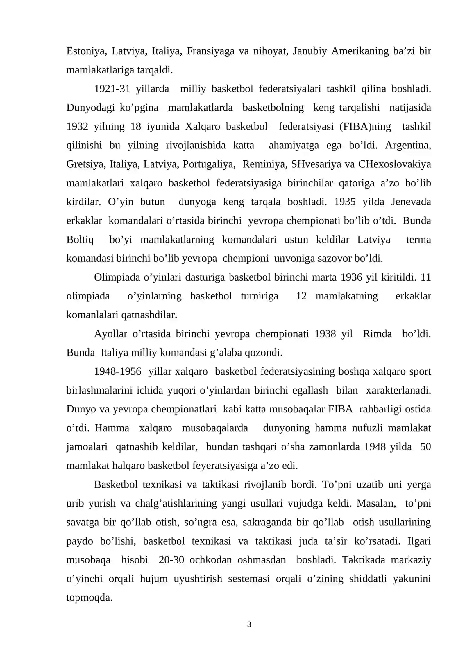 Basketbolning paydo bo’lishi va rivojlanishi 3
