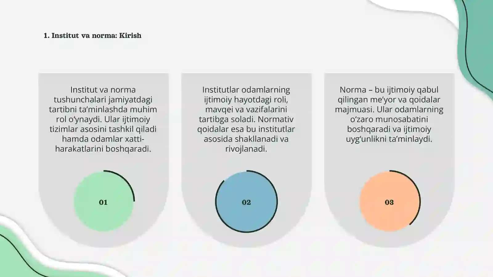 "Institut" va "norma" tushunchalarning mohiyati 3