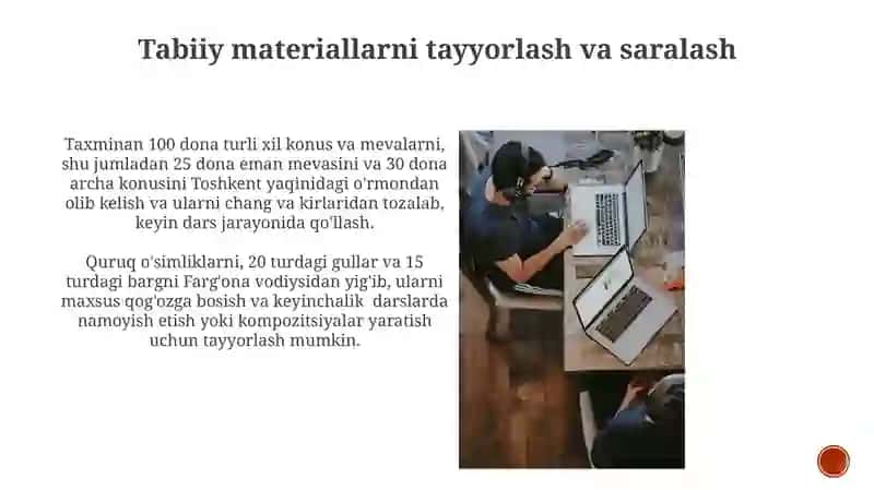 Tabbiiy materiallar bilan ishlash darslarini tashkil etish metodikasi 3