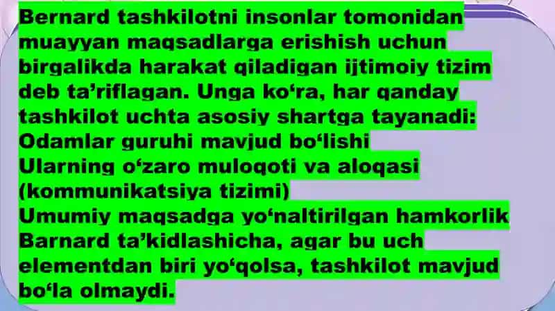 Ch.Bernardning menejmentga oidli qarashlari 3