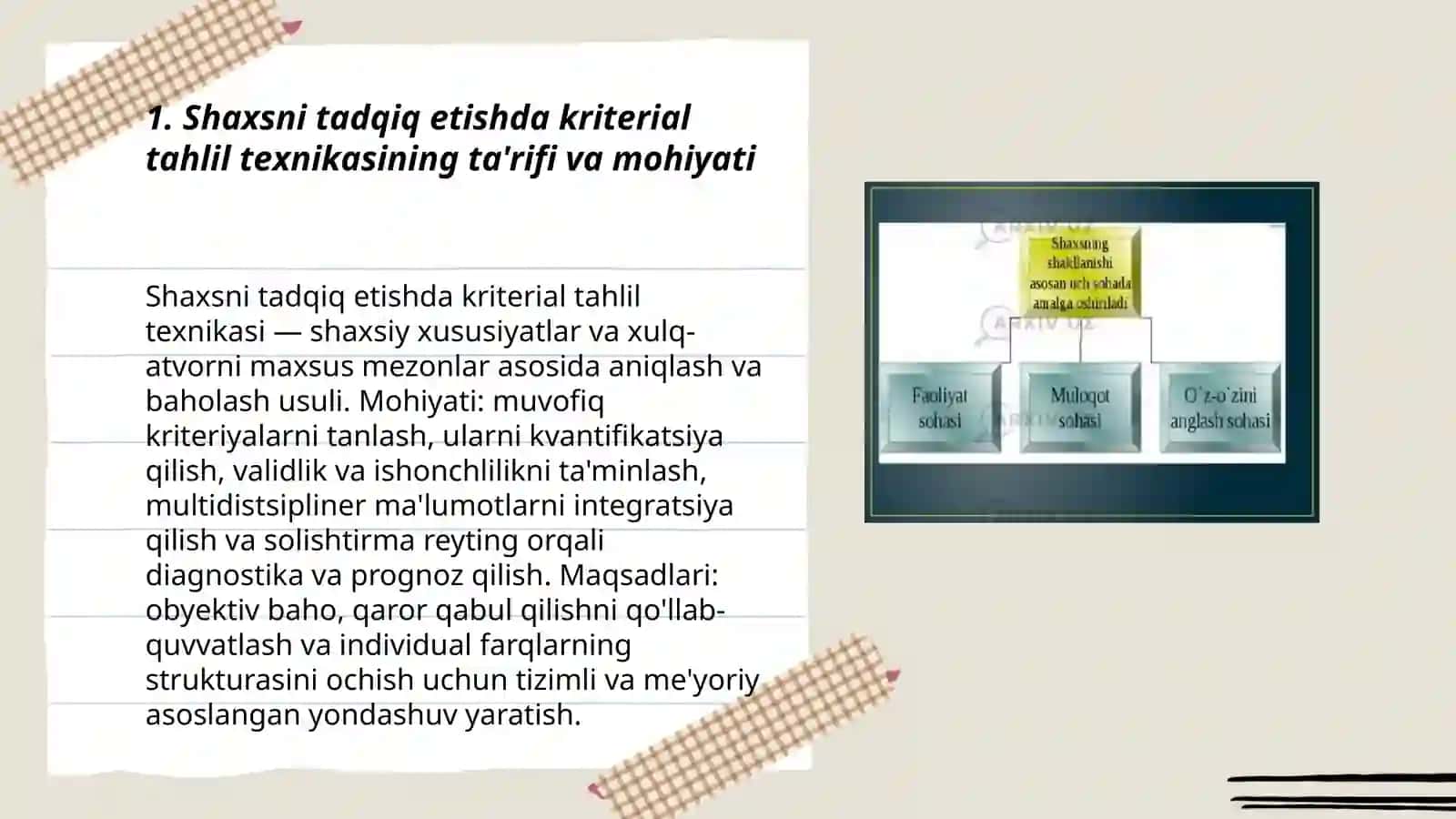 Shaxsning tadqiq etishda kriterial tahlil texnikasi 3