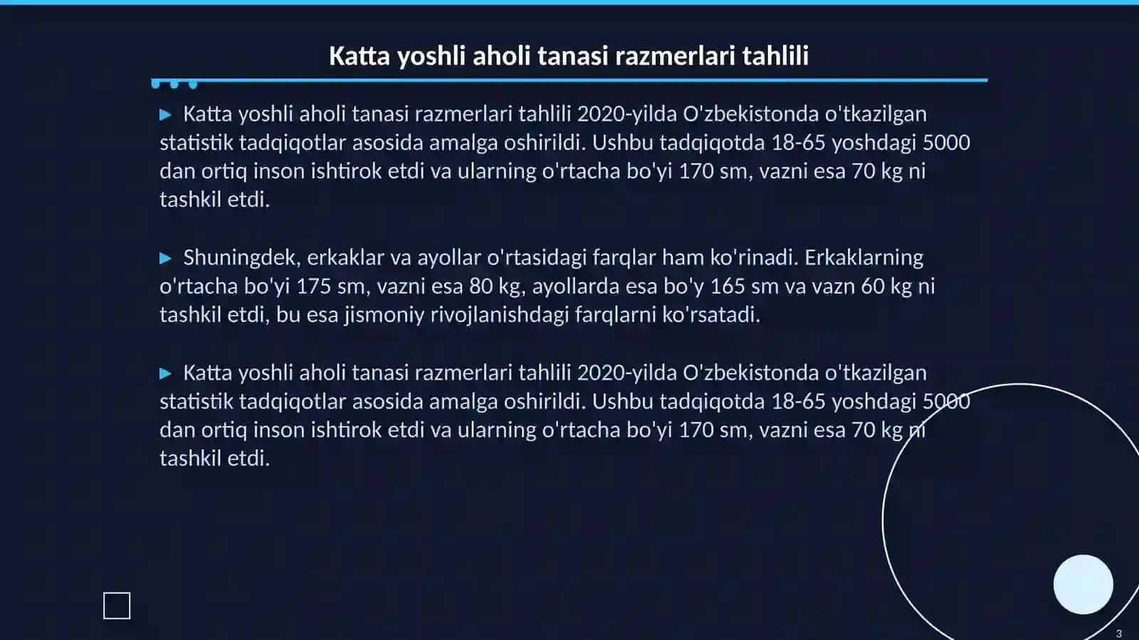 Katta yoshli aholi va yosh bolalar tanasini tavsiflaydigan razmerli tipologiya razmerlar standartlari 3