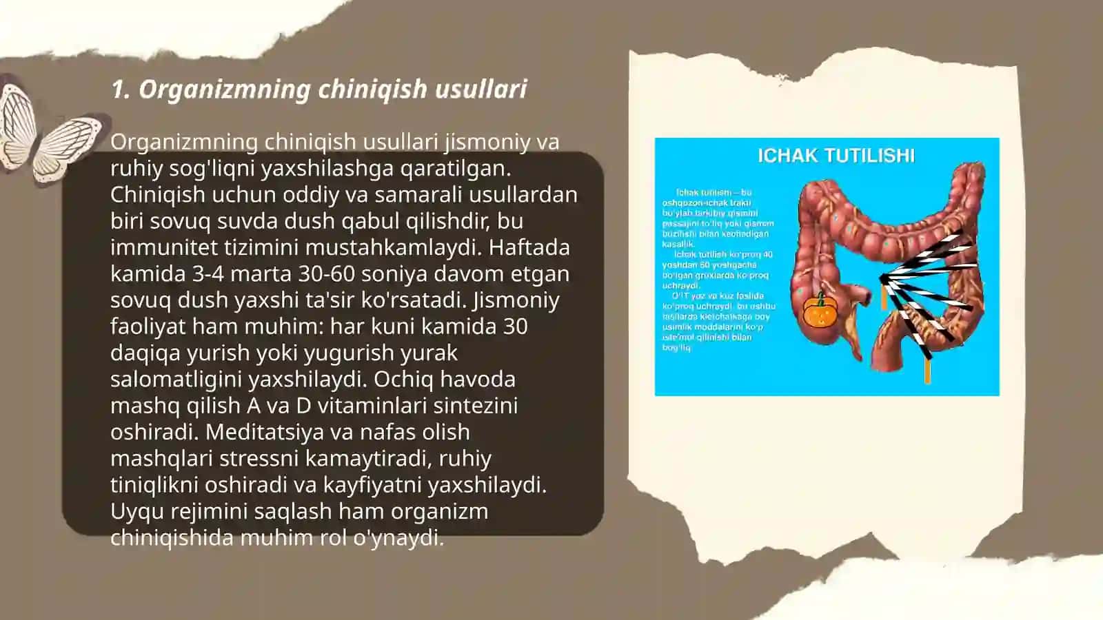 Organizmning chiniqishi.Yuqumsiz va yuqumli kasalliklar.Vitaminlar 3