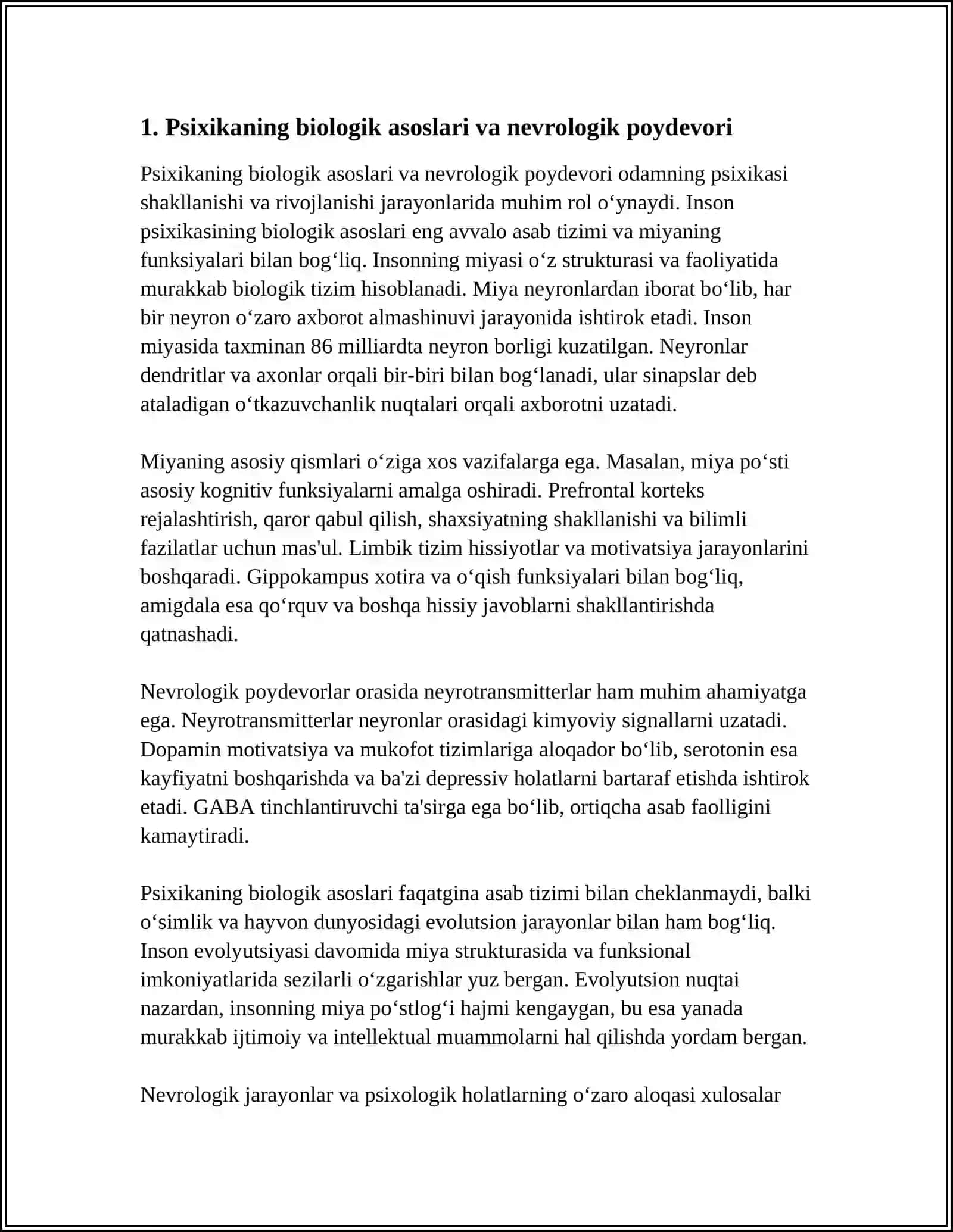 ODAM PSIXIKASINING PAYDO BO‘LISHI VA TARAQQIYOTI. ONG TURLARINING PSIXOLOGIK TAVSIFI 3