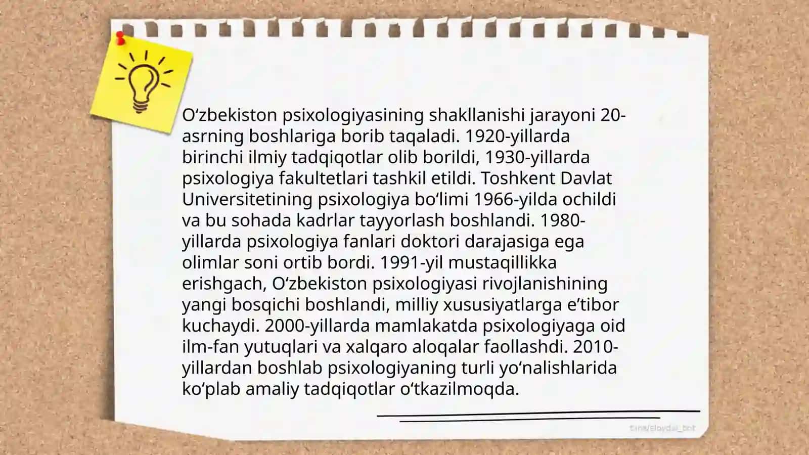 Oʻzbekiston psixologiya fanining rivojlanish tarixi 3