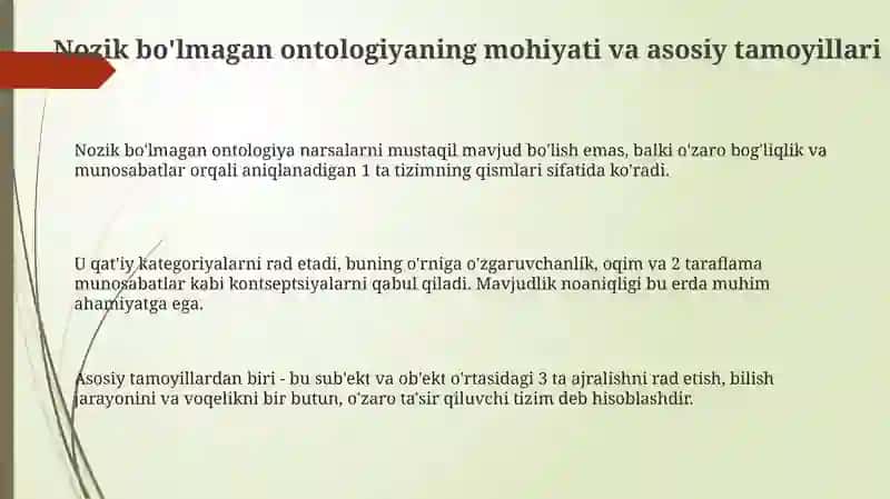 Noklassik ontologiyaning yo'nalishlari va mohiyati 3