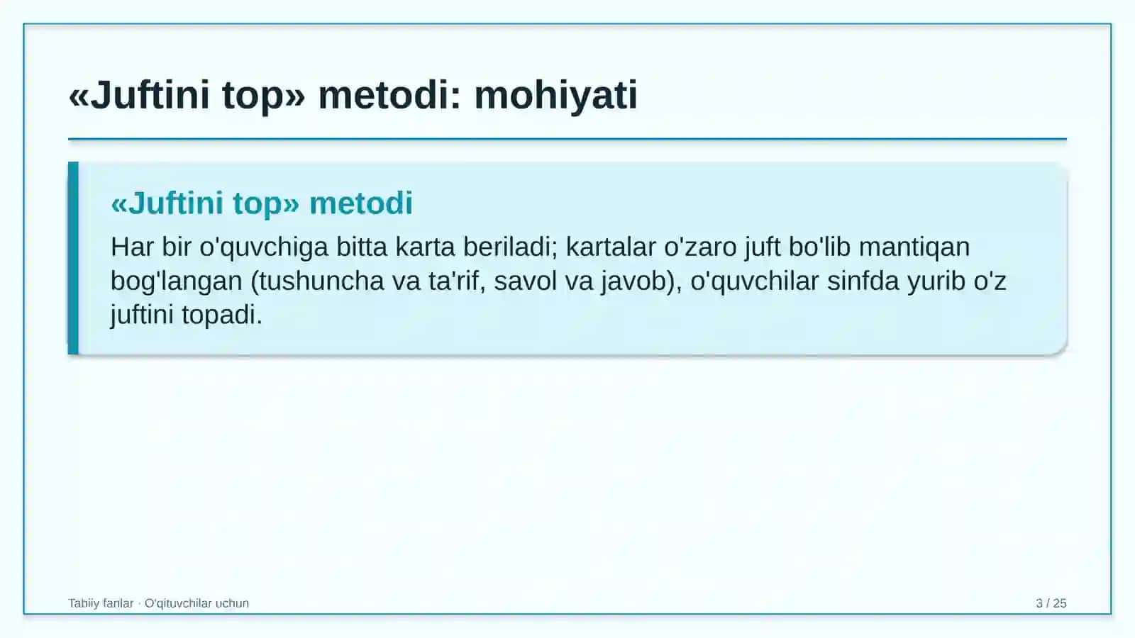 tabiiy fanlar darslarida juftini top metodidan foydalanish 4144 3
