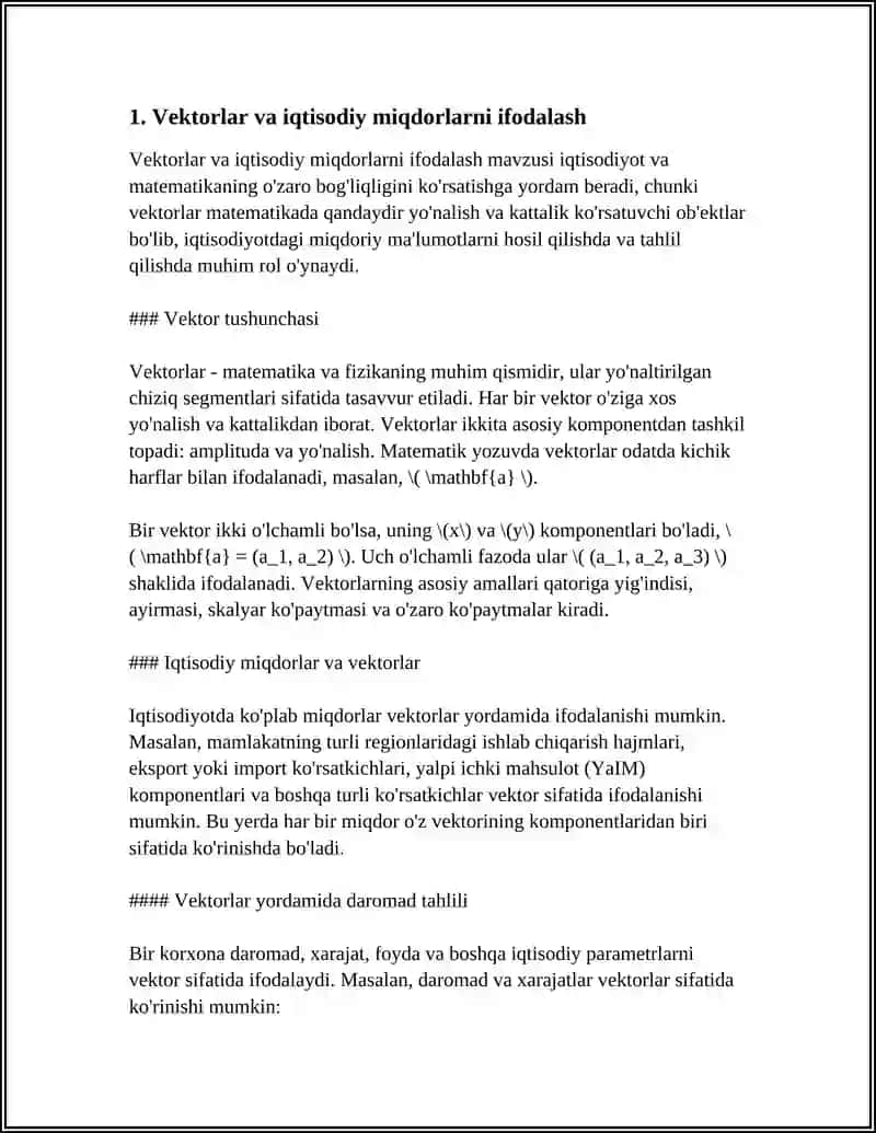 CHIZIQLI ALGEBRA ELEMENTLARI VA ULARNING IQTISODIYOTDAGI TATBIQI 3