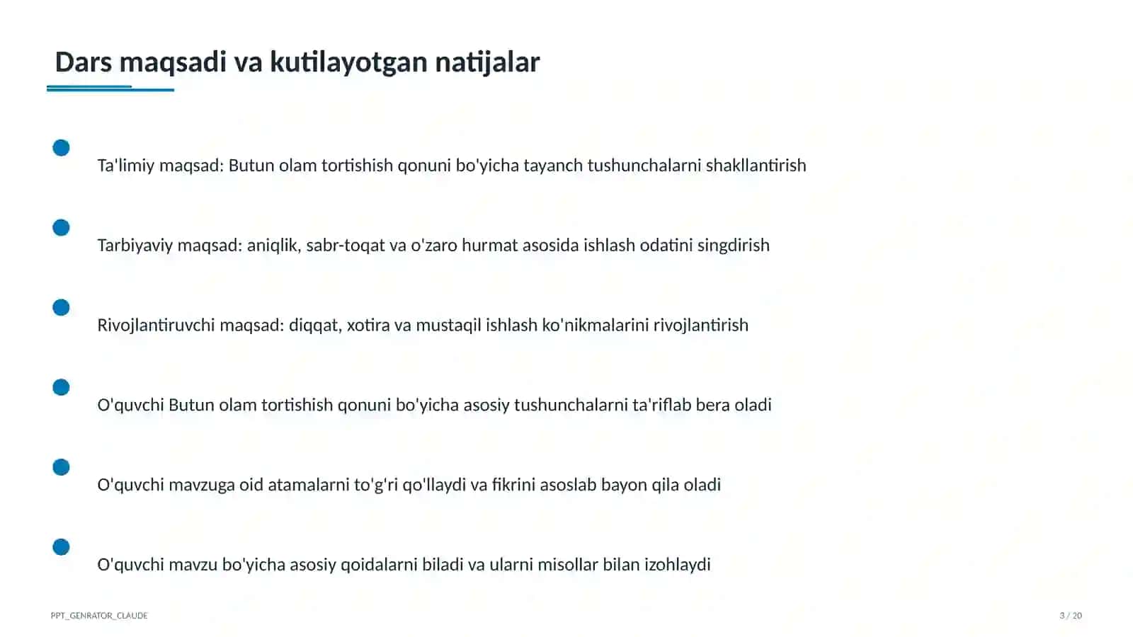 Butun olam tortishish qonuni (9-sinf) 3
