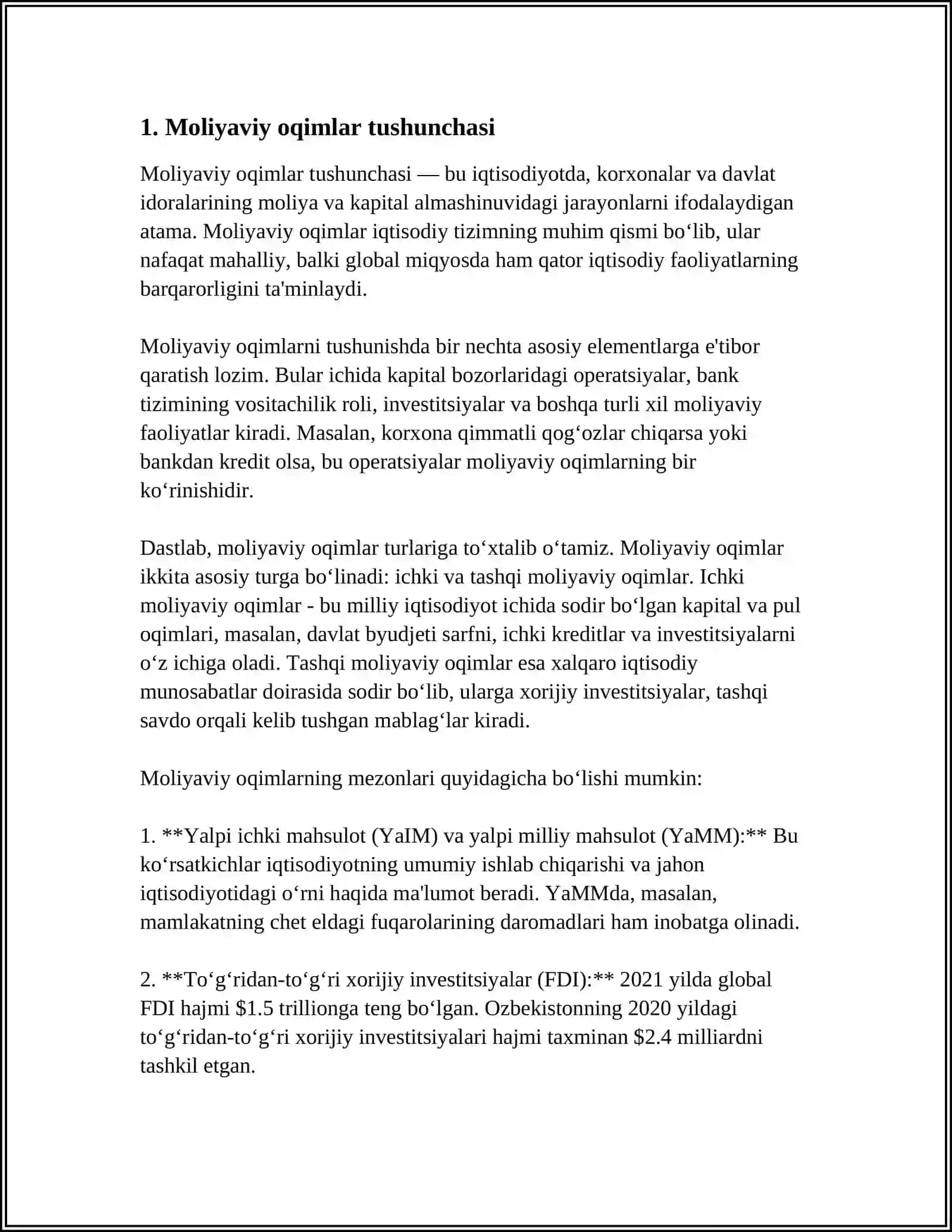 Moliyaviy Oqimlar va Ularni Boshqarish Referat 3