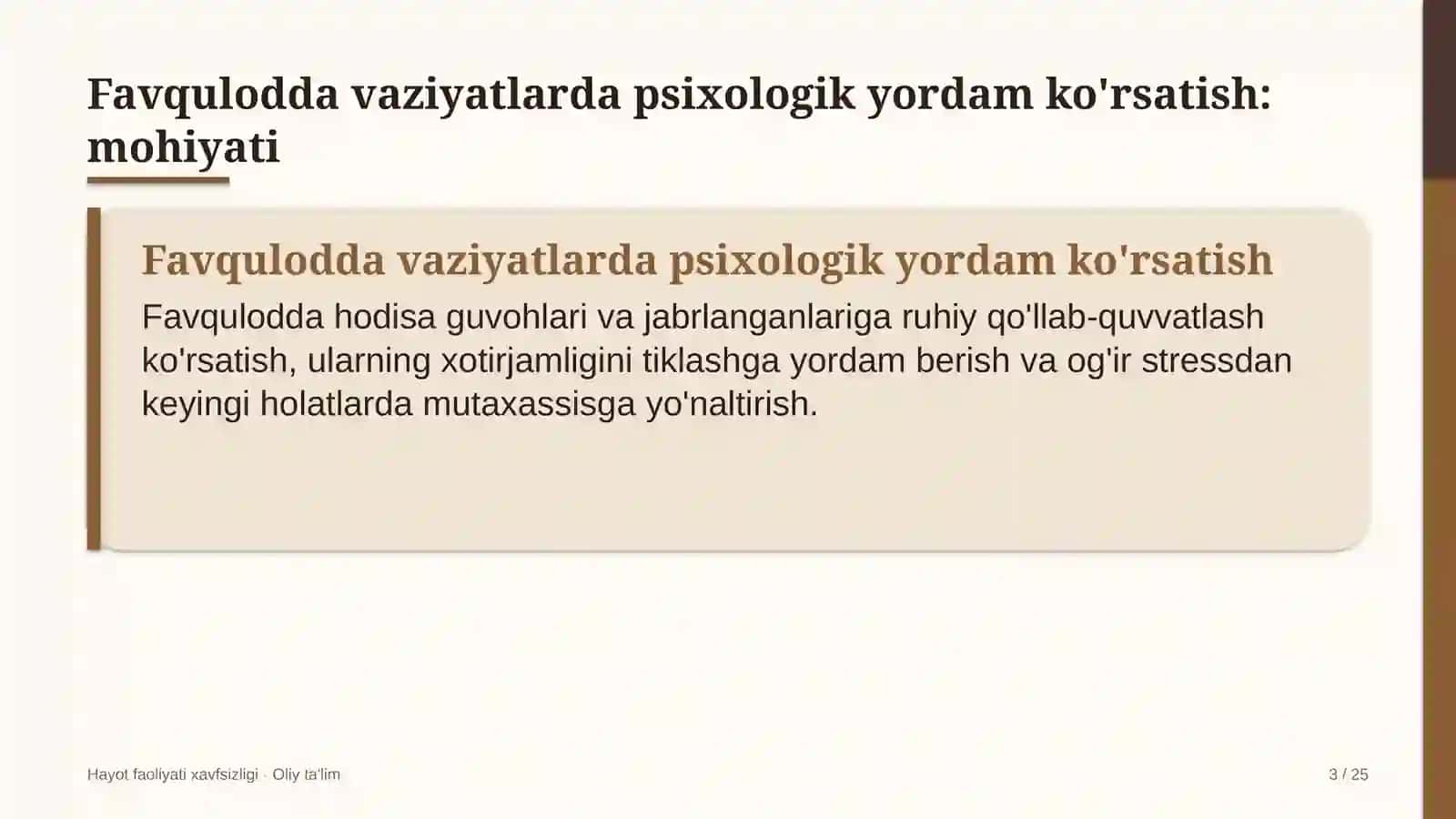 Ko'kalamzorlashtirish xizmatida favqulodda vaziyatlarda psixologik yordam ko'rsatish 3