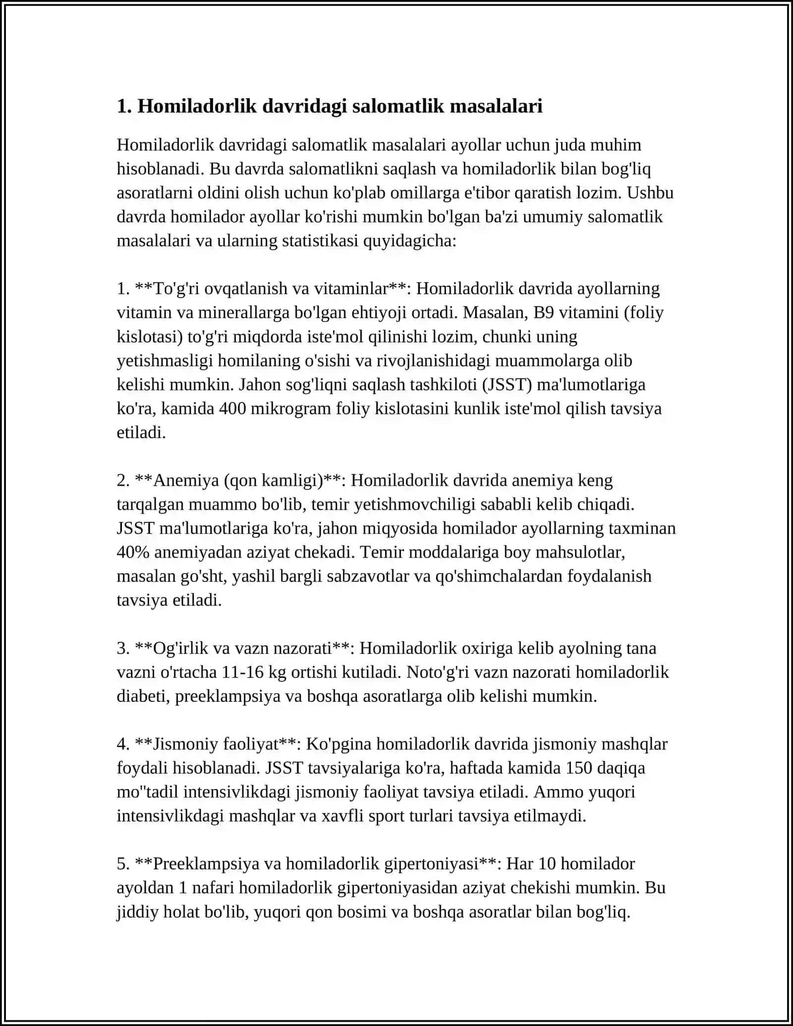 Homiladorlik davridagi salomatlik masalalari 3