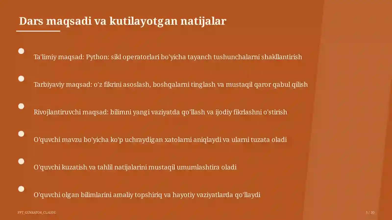 Python: sikl operatorlari (8-sinf) 3