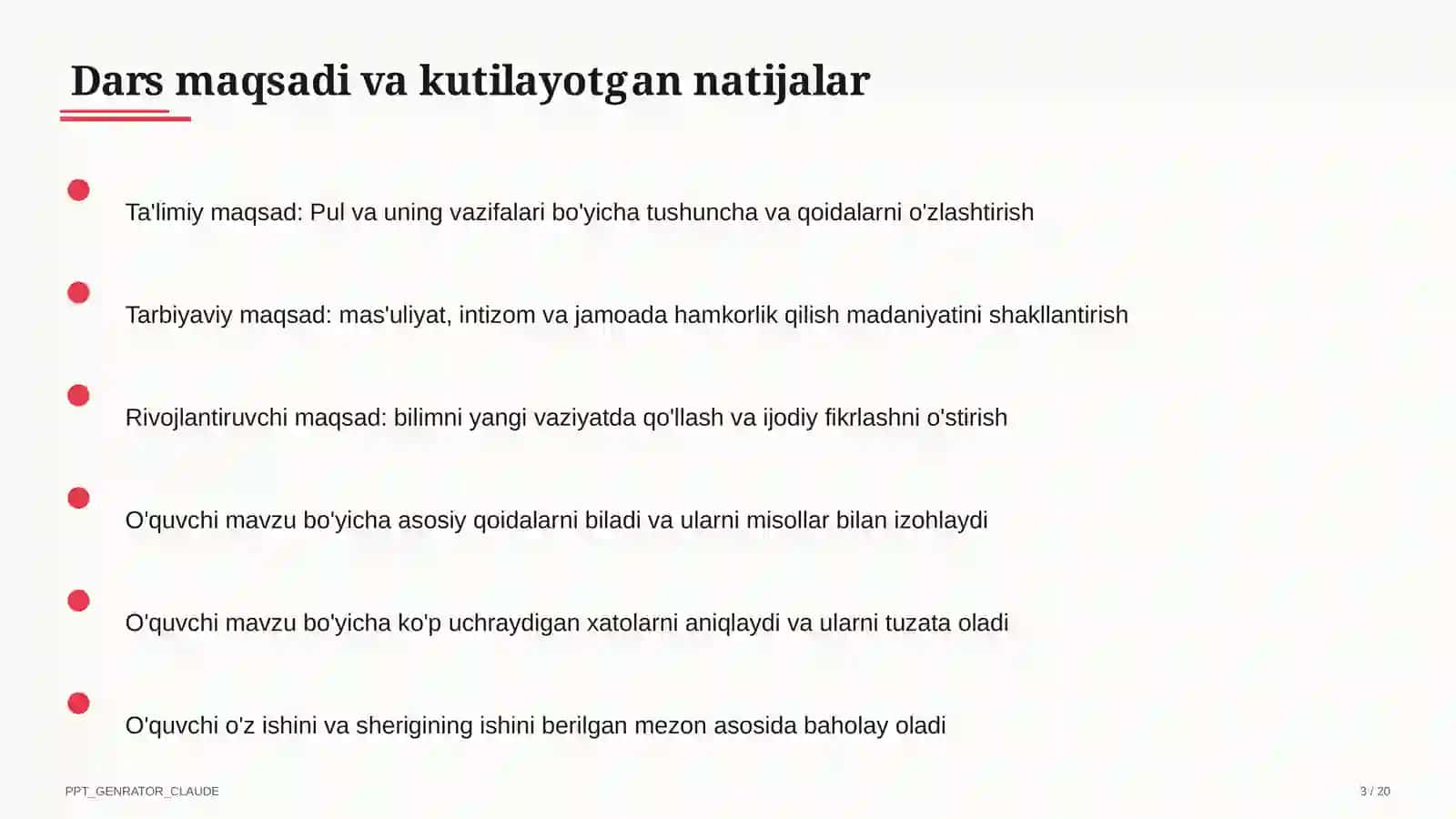 Pul va uning vazifalari (9-sinf) 3