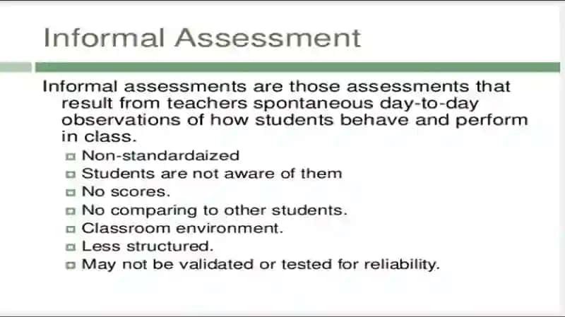 Types of assessment in FLT 3