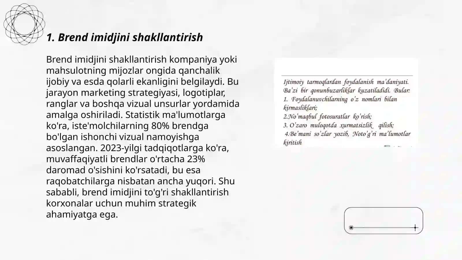 Brendini ijtimoiy media platformalarida ishlatish va rivojlantirish 3