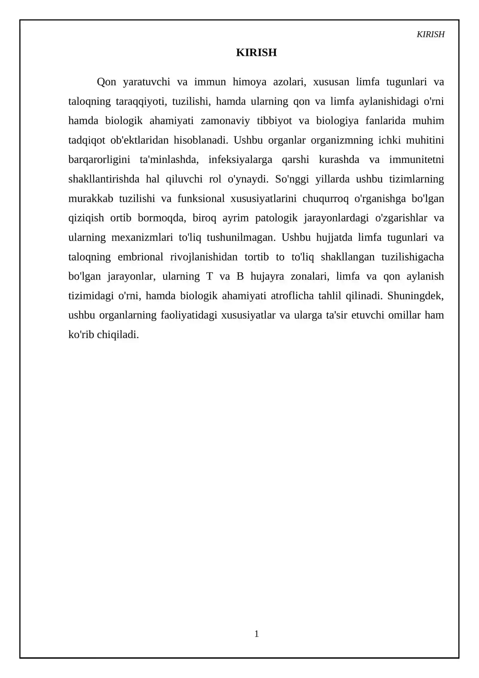 Qon yaratuvchi va imun himoya azolar limfa tugunlati taraqiyoti tuzulishi T va B zonalari limfa aylanishi biologik ahamiyati taloq taraqiyoti tuzulishi va qon aylanishning xususiyatlari faoliyati 3