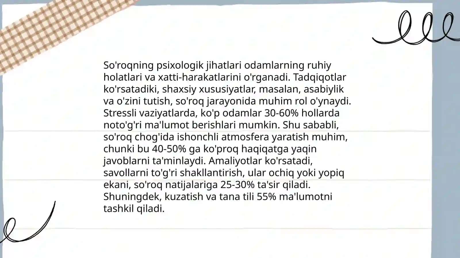 So'roq psixologiyasi. Tanib olish uchun korsatma berish psixologiyasi 3