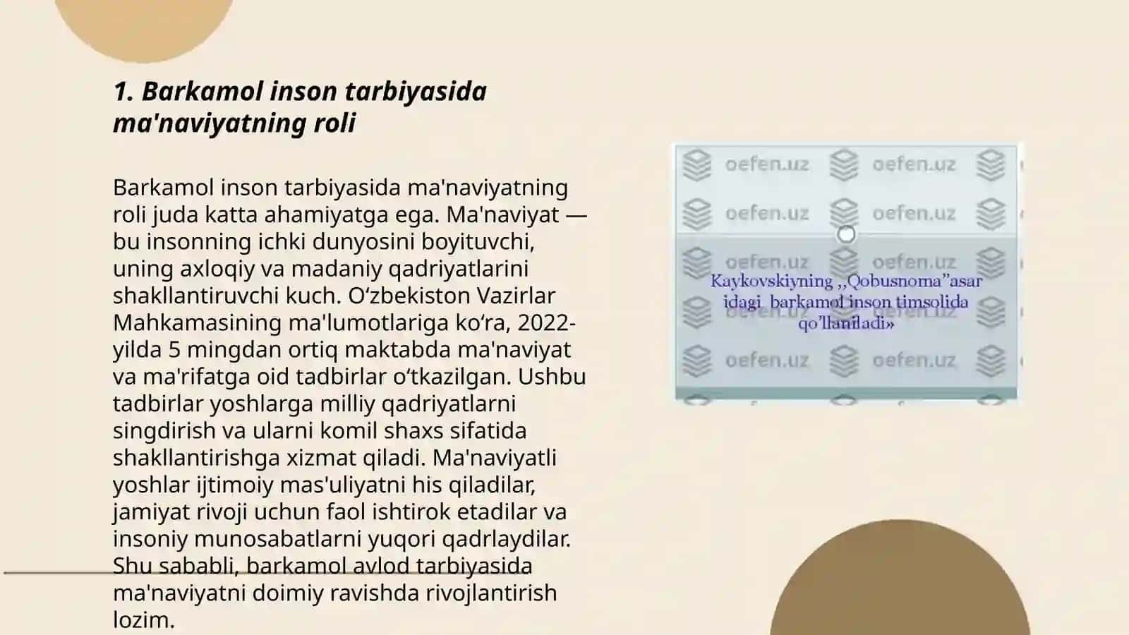 Qobusnoma asarida barkamol inson tarbiyasida qoʻllaniladigan metod va usullarning ifodalanishi 3