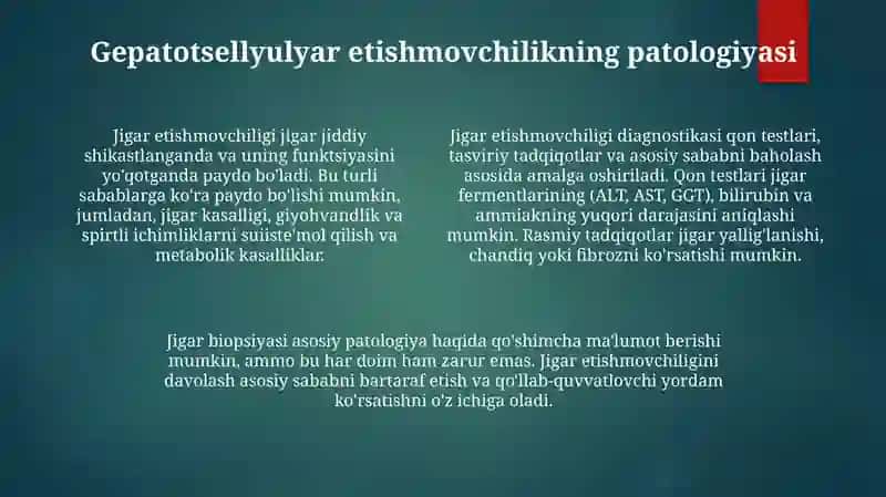 Jigar-Hujayra Yetishmovchiligi Va Jigar Komasi Vujudga Kelishining Biokimyoviy Mexanizmlari Va Tashxisi 3