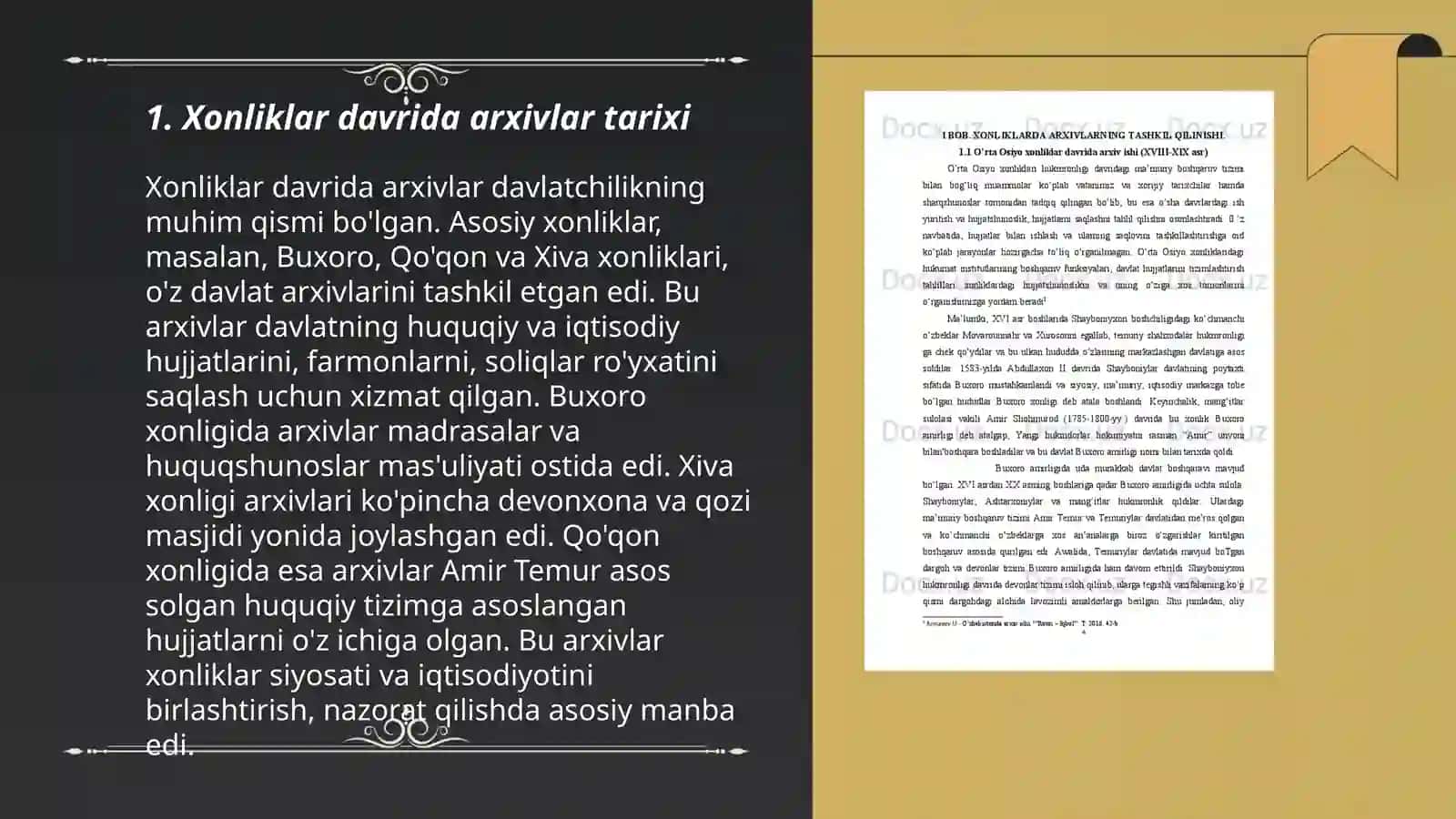 Xonliklar davrida arxiv ishi 3