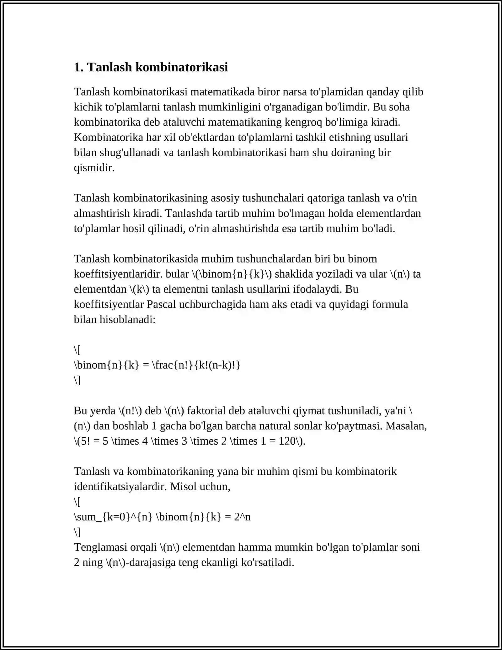 YUQORI TARTIBLI HOSILANI HISOBLASH 3