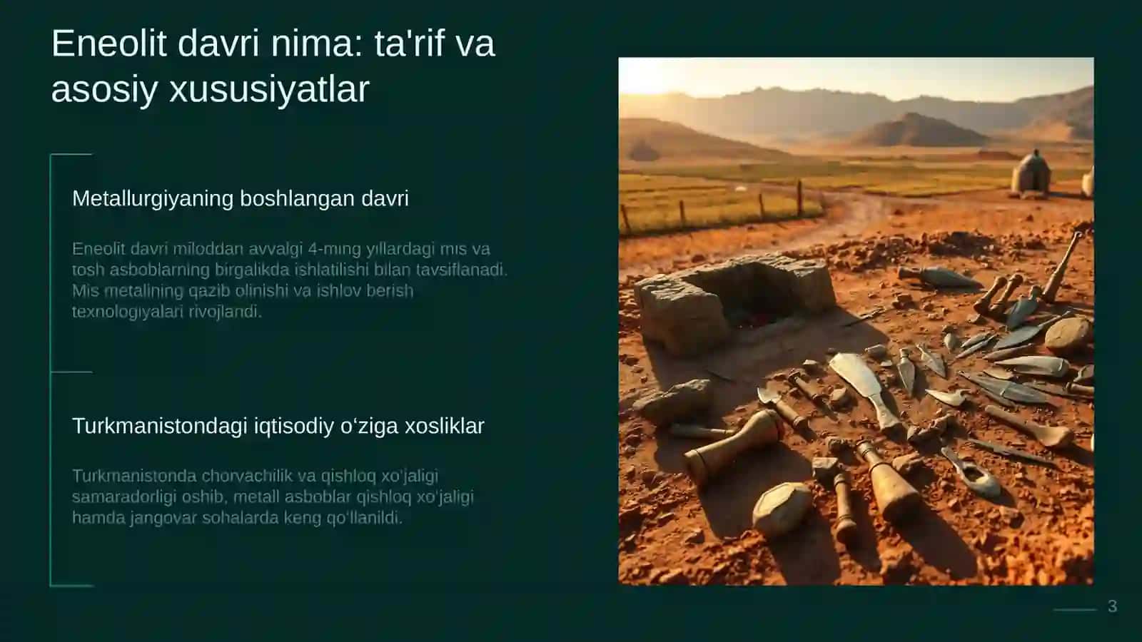 Eneolit davri va Turkmanistonning Eneolit davri: umumiy ko‘rinish va asosiy mavzular 3