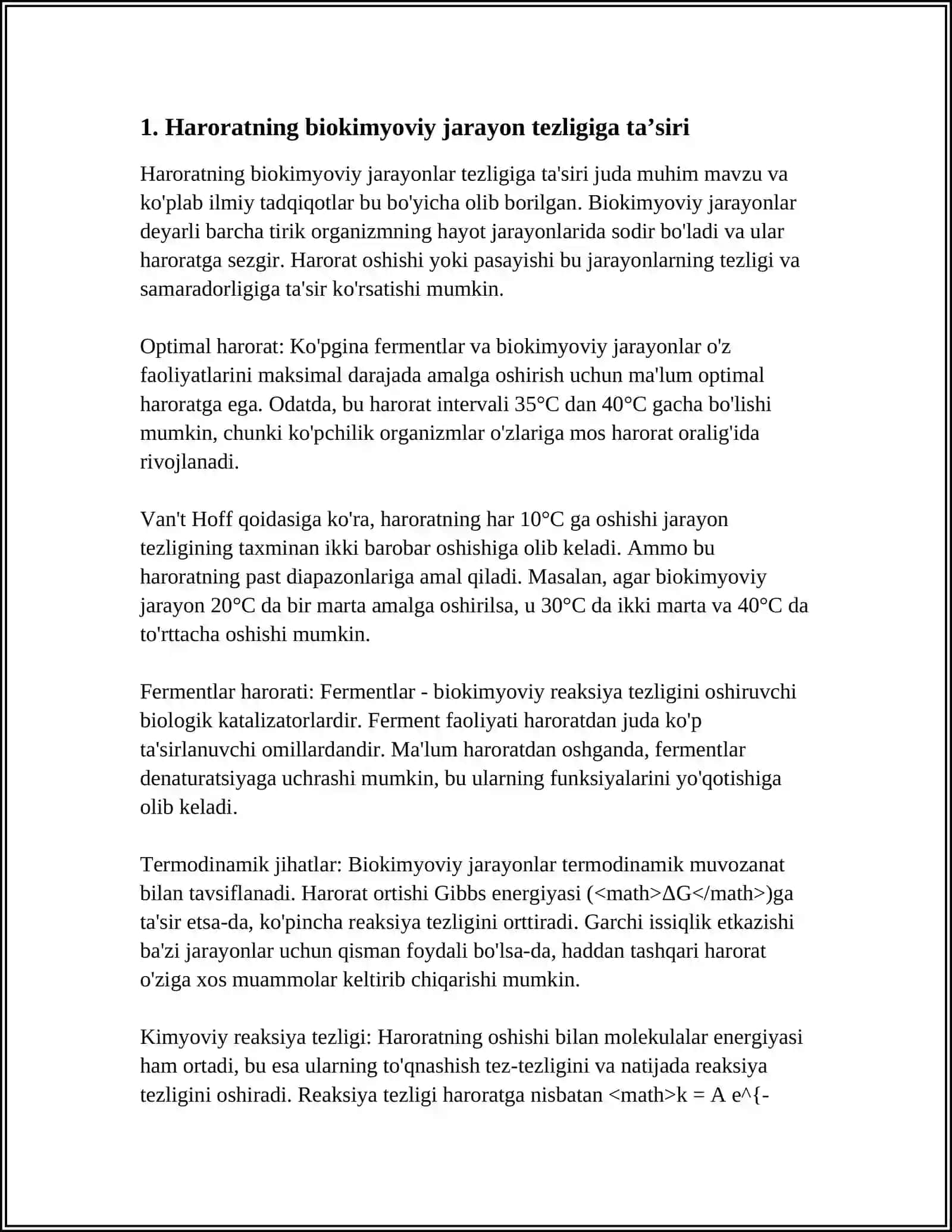 BIOKIMYOVIY JARAYONLAR TEZLIGIGA TAʼSIR ETUVCHI OMILLAR 3