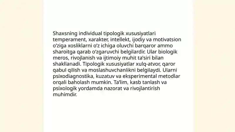 Shaxsning individual tipologik xususiyatlari va ularning rivojlanishi 3