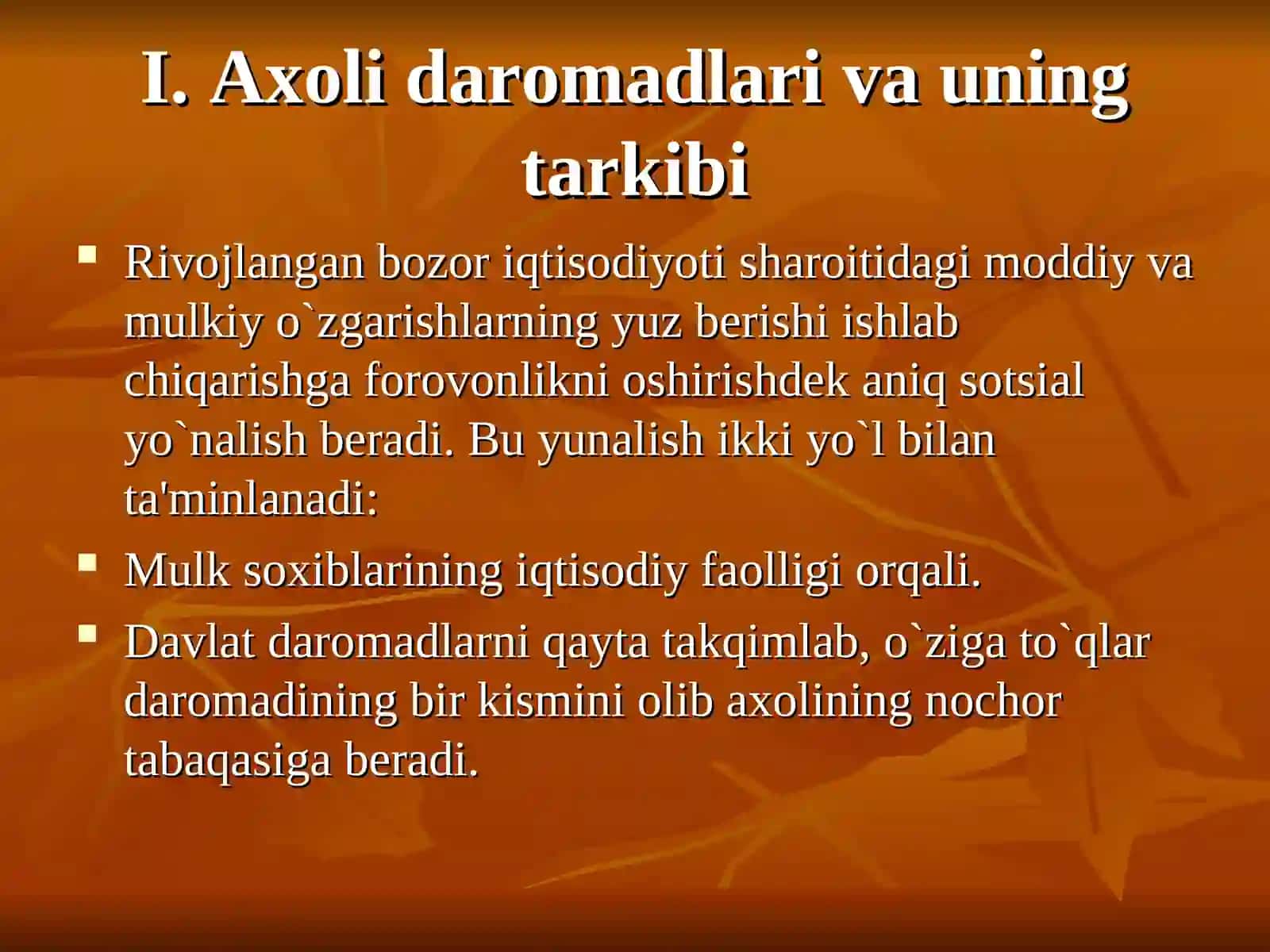 Daromadlar tengsizligi 3
