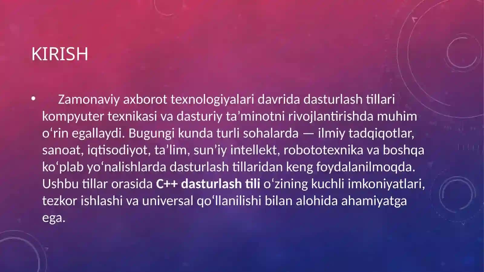 C++ dasturlashtili. C++ tili tuzilishi 3