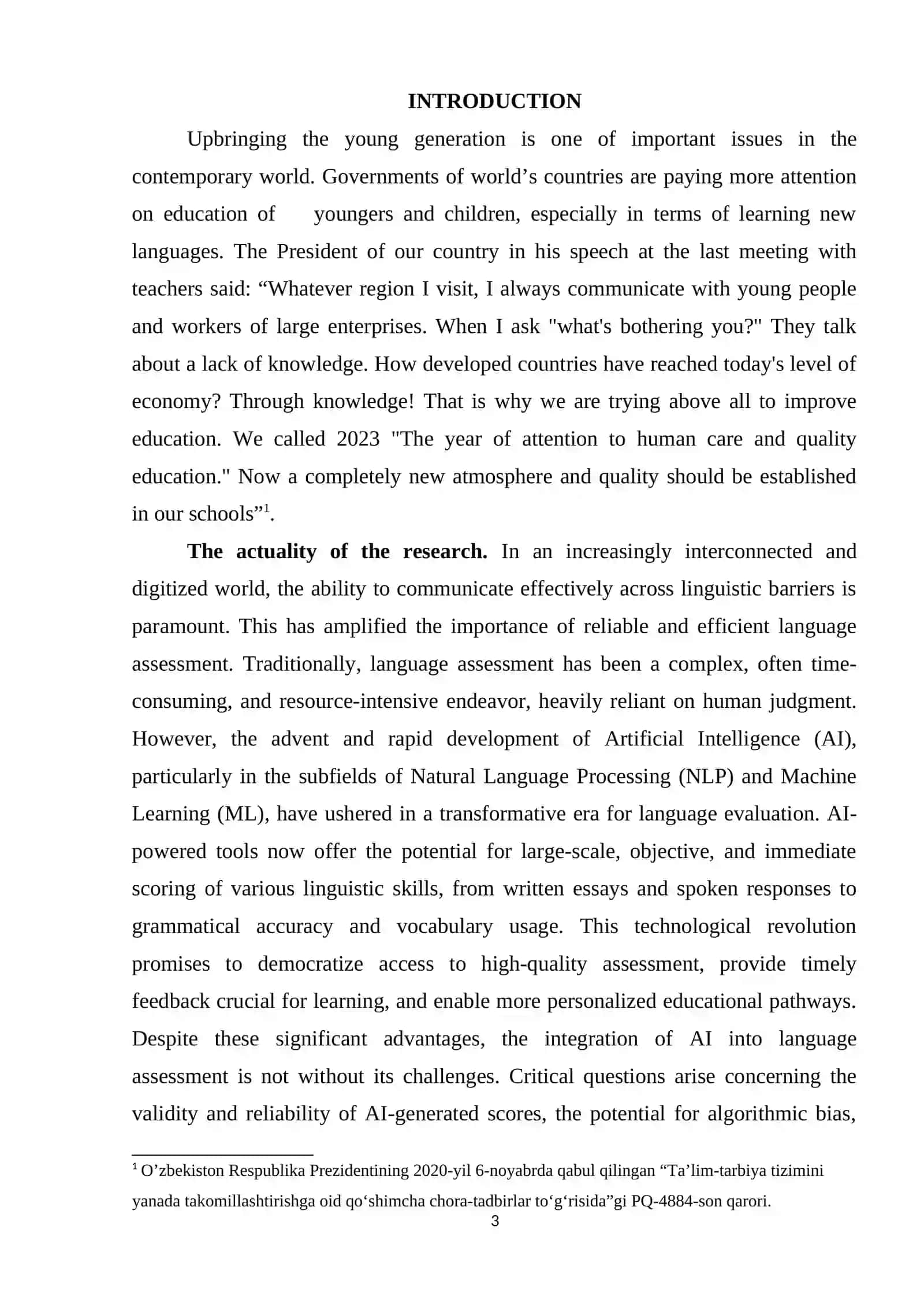 COURSE WORK THEME: USING ARTIFICIAL INTELLIGENCE IN LANGUAGE ASSESSMENT 3