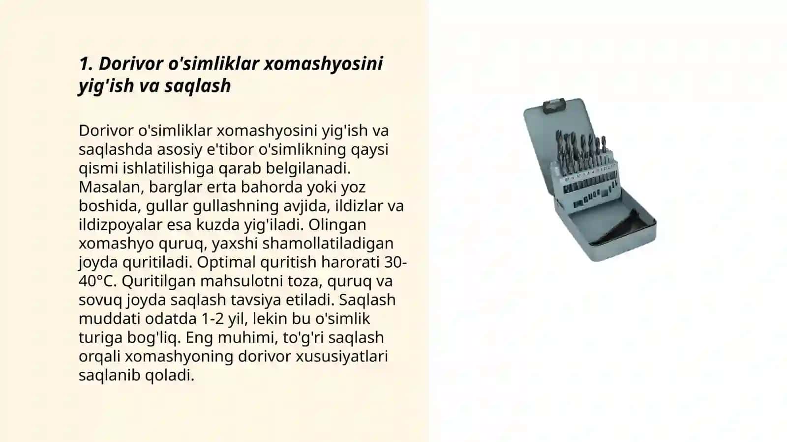 Dorivor o'simlik xomashyolarini qadoqlash usullari.(yer ustki qismlari )tayyorlash usullari 3