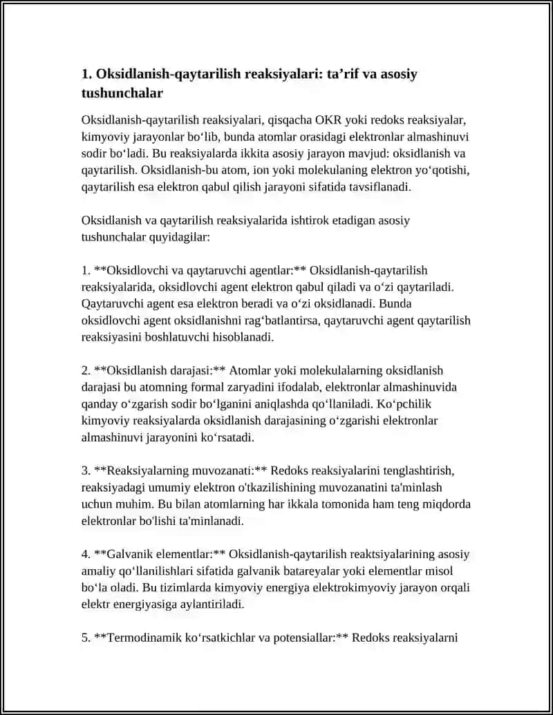 OKSIDLANISH QAYTARILISH REAKSIYALARI 3