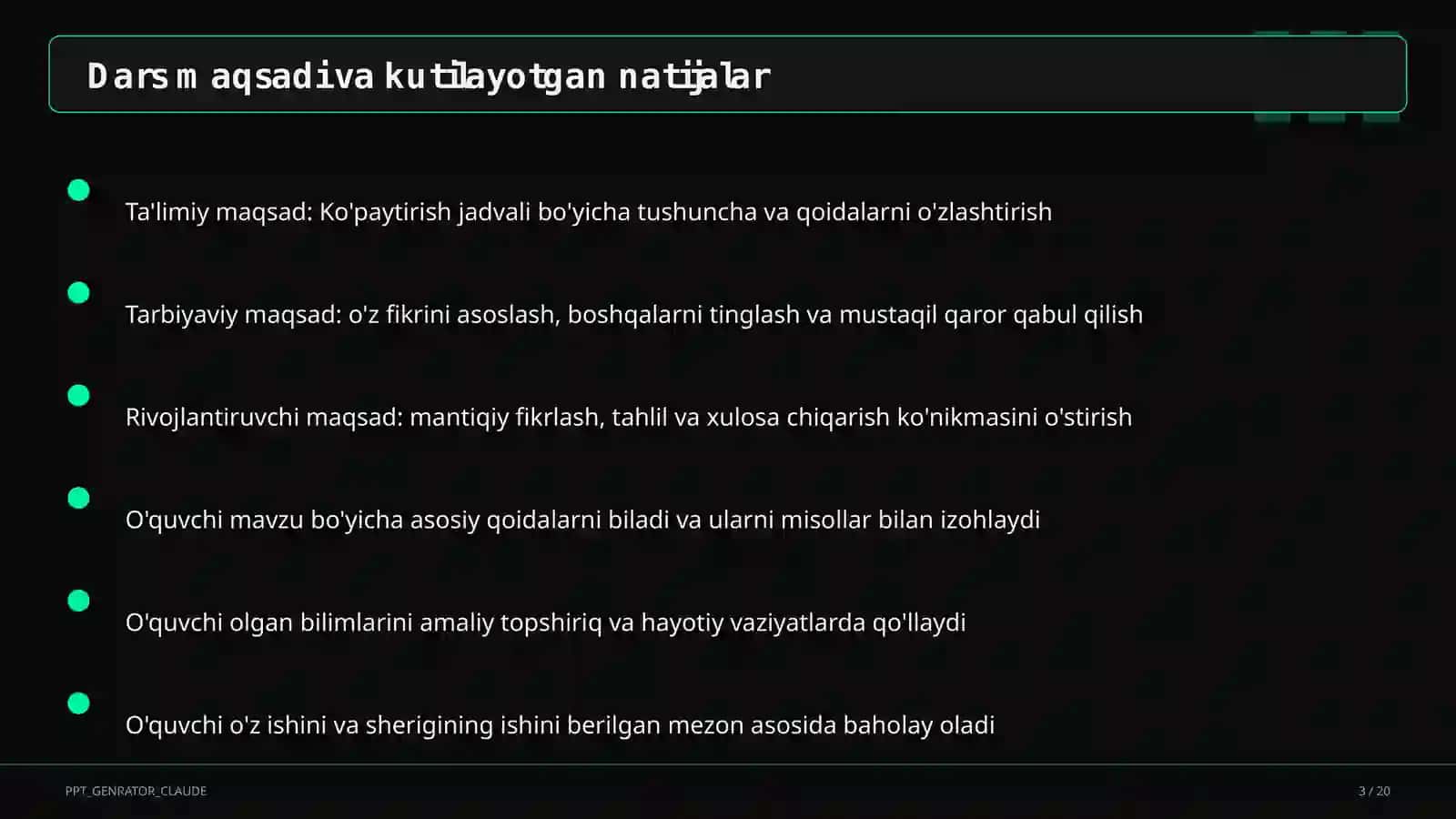 Ko'paytirish jadvali (2-sinf) 3