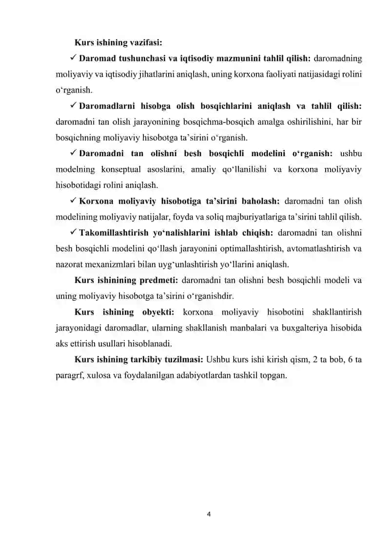 DAROMADLARNI HISOBGA OLISH BOSQICHLARI.DAROMADNI TAN OLISHNI BESH BOSQICHLI MODELI 3
