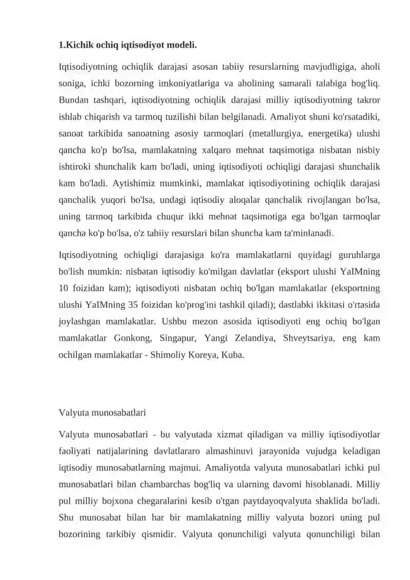 Kichik ochiq iqtisodiyot modeli 3