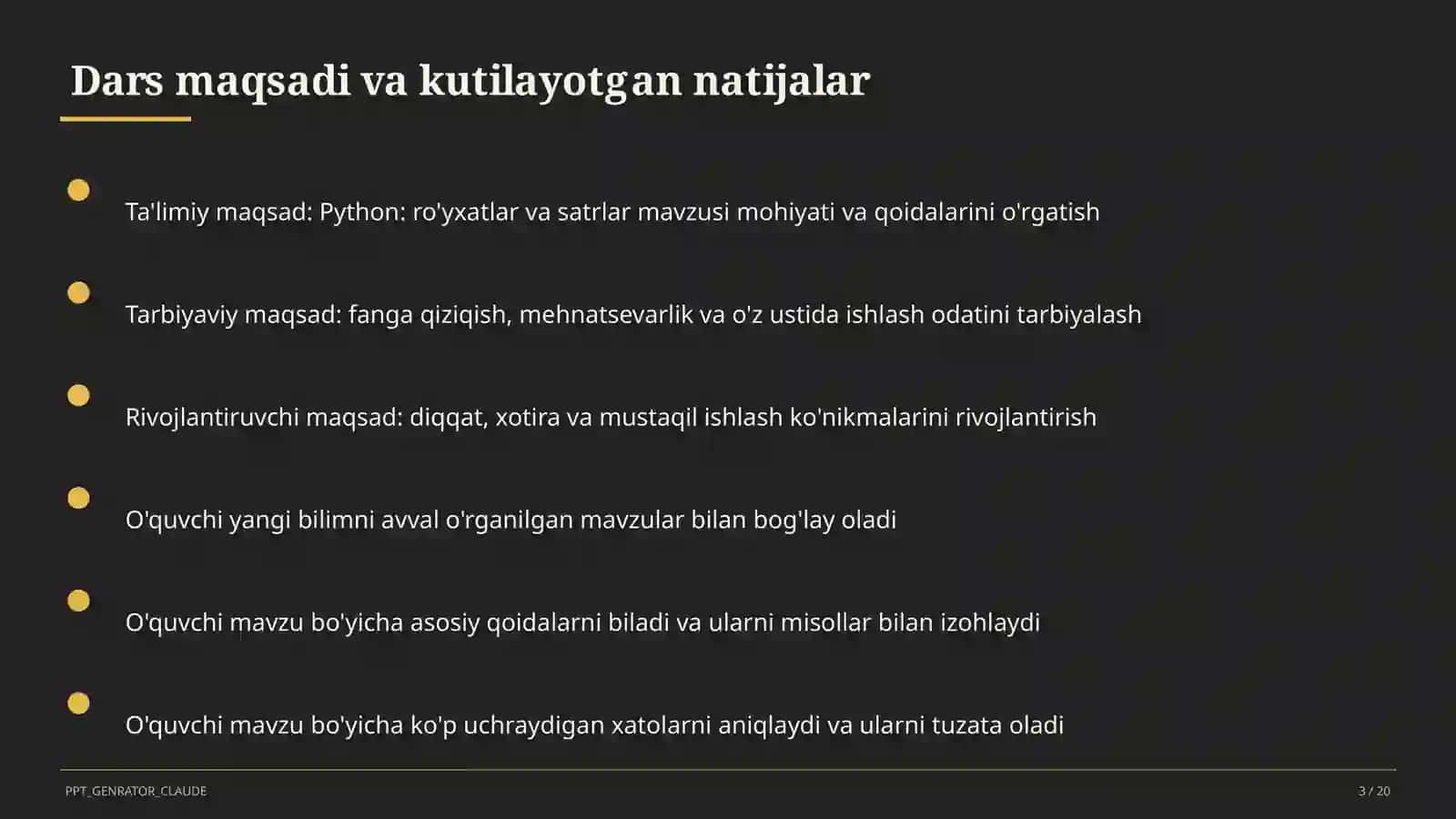 Python: ro'yxatlar va satrlar (9-sinf) 3