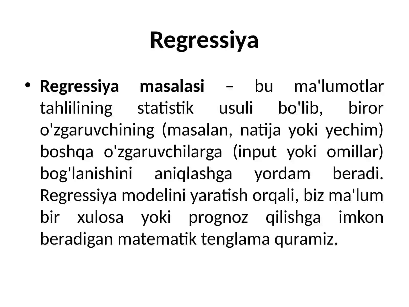 Chiziqli regressiya taqdimoti 3