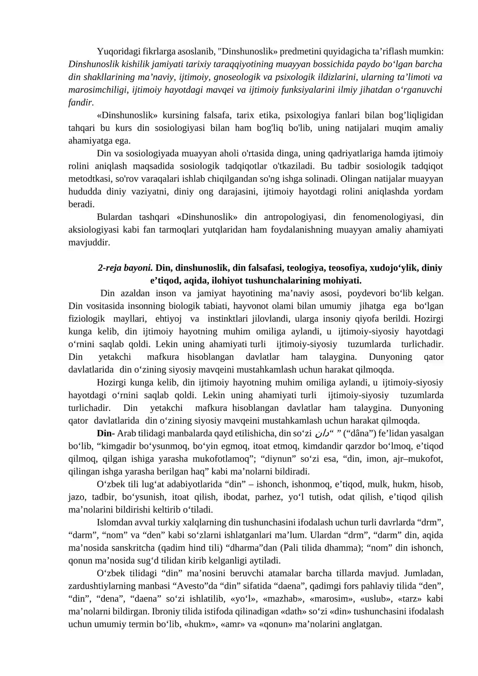 DINSHUNOSLIK FANINING PREDMETI,MAQSADI VA VAZIFALARI 3