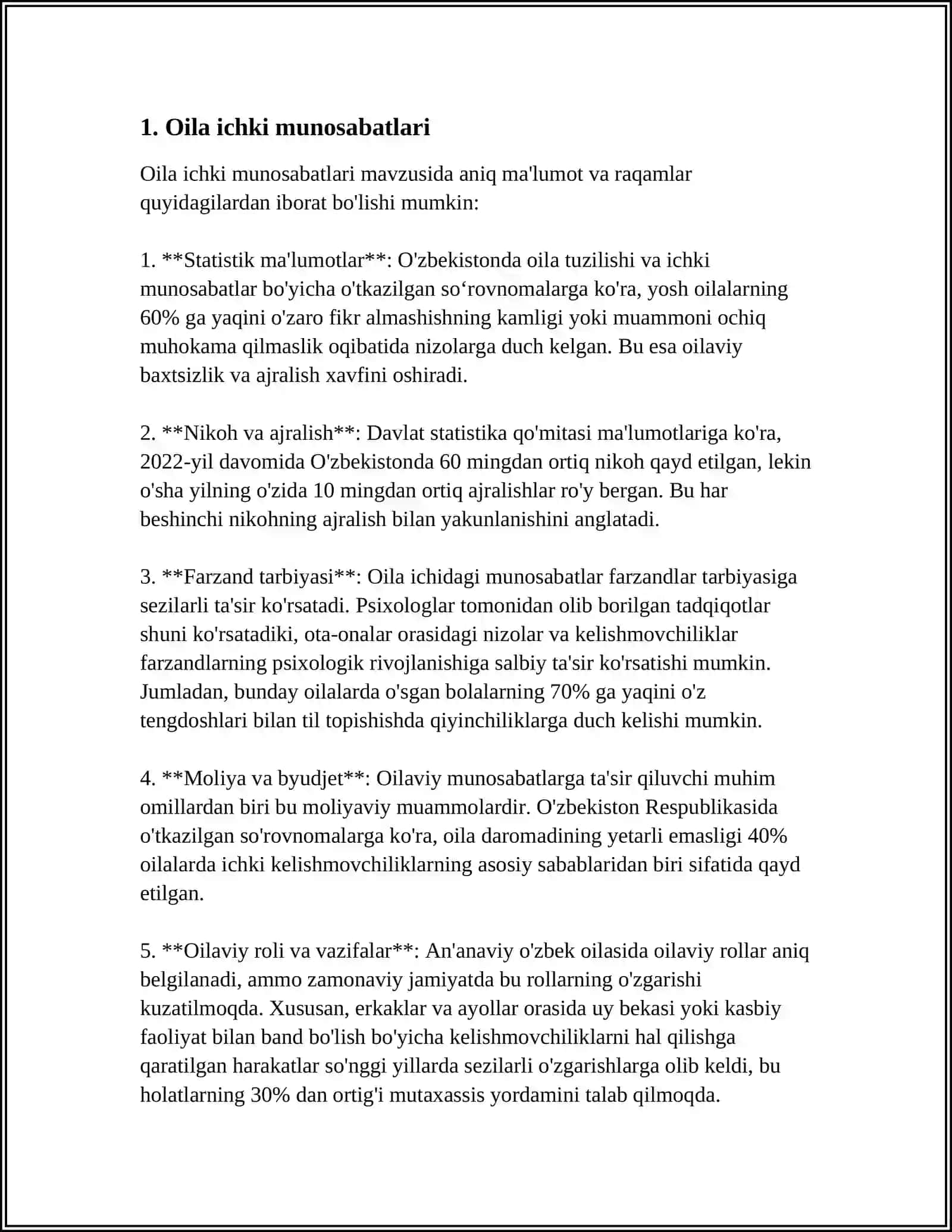O'zbeiston Respublikasi Oliy Ta'lim Fan va Innovatsiya Vazirligi - Oila Psixologiyasi 3