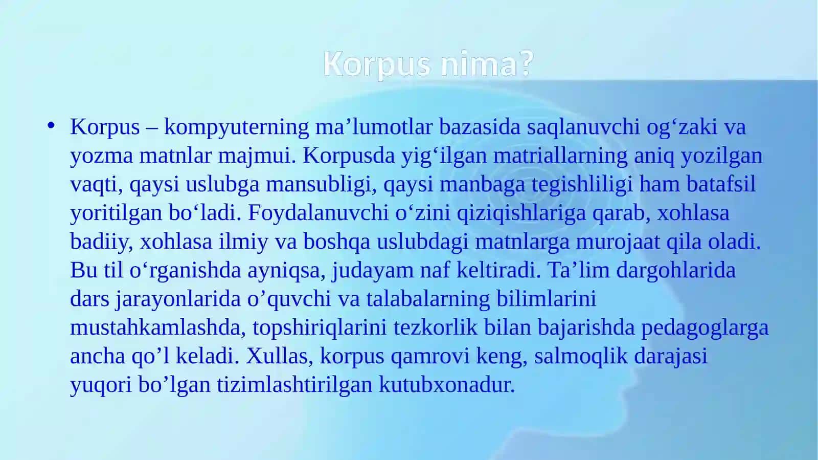 Korpus turlari 3